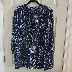 Elegant Black, Blue and White Women's Blouse